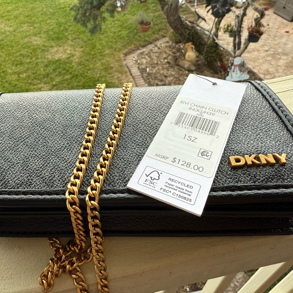 DKNY Black and Gold Chain Wristlet